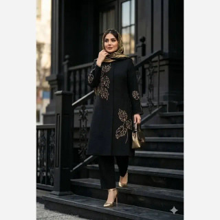 مانتو زنانه شانتون گلدوزی شده مدل نیاز قد 105 سانت